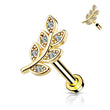 Load image into Gallery viewer, CZ Diamond Pavé Leaf Threaded Flat Back - Studio Blue
