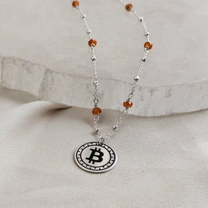 Round Bold Bitcoin Medallion With Orange CZ Accents