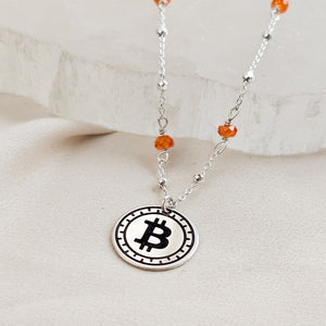 Round Bold Bitcoin Medallion With Orange CZ Accents