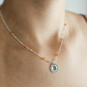 Round Bold Bitcoin Medallion With Orange CZ Accents