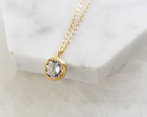 Delicate CZ Choker or Long Necklace • 2 in 1 Layering Necklace • Round Diamond Pendant • Clear Stone • Double Chain • Extra Long Necklace