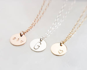 Dainty Initial Necklace • Gift For New Mom • Personalized Monogram • Delicate Gold Disc Necklace • Custom Initials • Bridesmaid Gift • Small