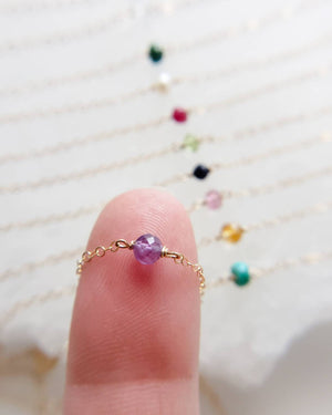 Dainty Birthstone Necklace • Tiny Gemstone • Birthday Gift • Layering Necklace • Personalized Jewelry • Delicate Gold Chain • Gift For Her