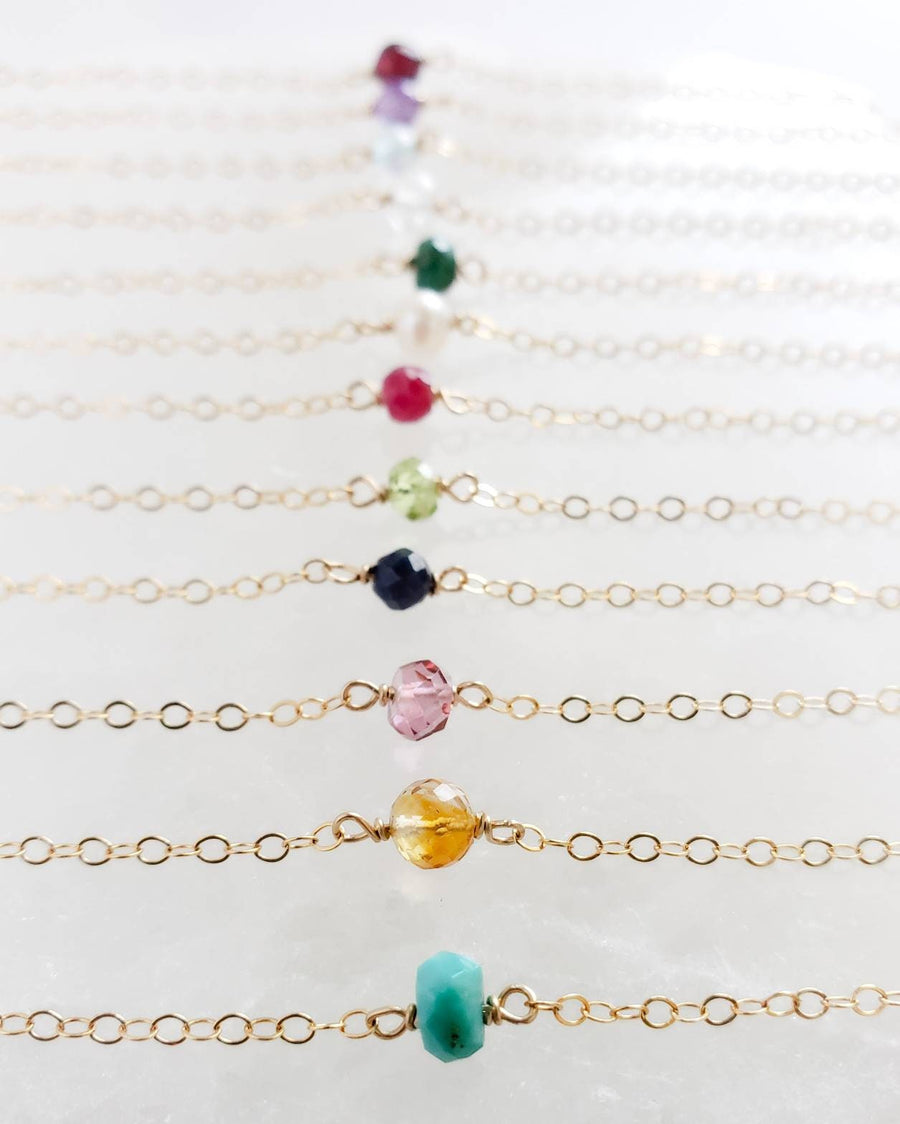 Dainty Birthstone Necklace • Tiny Gemstone • Birthday Gift • Layering Necklace • Personalized Jewelry • Delicate Gold Chain • Gift For Her