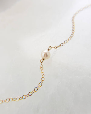 Single Pearl Necklace • Tiny Pearl • Minimalist Jewelry • Delicate Layering Necklace • Bridesmaid Gift • Gift For Her • Freshwater Pearl