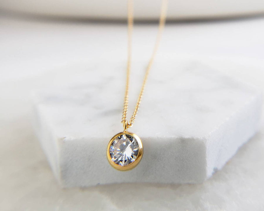 Delicate CZ Choker or Long Necklace • 2 in 1 Layering Necklace • Round Diamond Pendant • Clear Stone • Double Chain • Extra Long Necklace