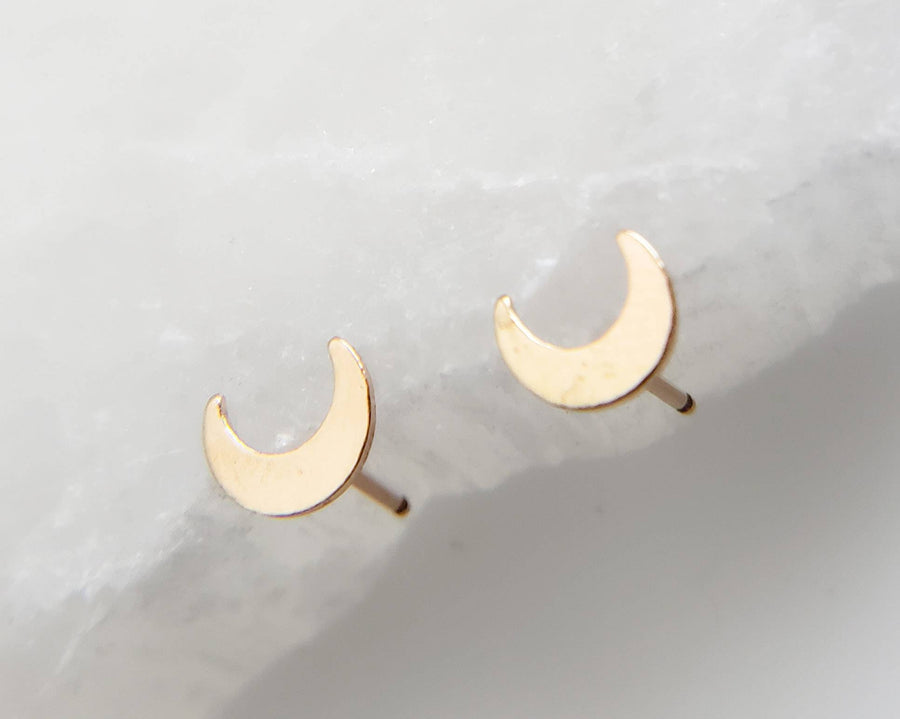 14k Gold Crescent Moon Studs • Tiny Gold Earrings • Stud Earrings • Gold Crescent Moon Earrings • Gold Studs • Gift For Her