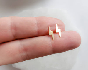 14K Gold Lightning Bolt Studs • Dainty Lightning Bolts • Tiny Gold Studs • Thunderbolt Earrings • Lightning Earrings • Gift For Her