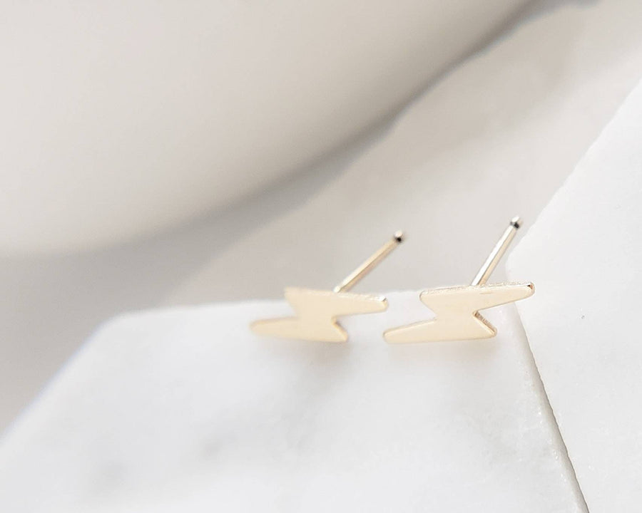 14K Gold Lightning Bolt Studs • Dainty Lightning Bolts • Tiny Gold Studs • Thunderbolt Earrings • Lightning Earrings • Gift For Her