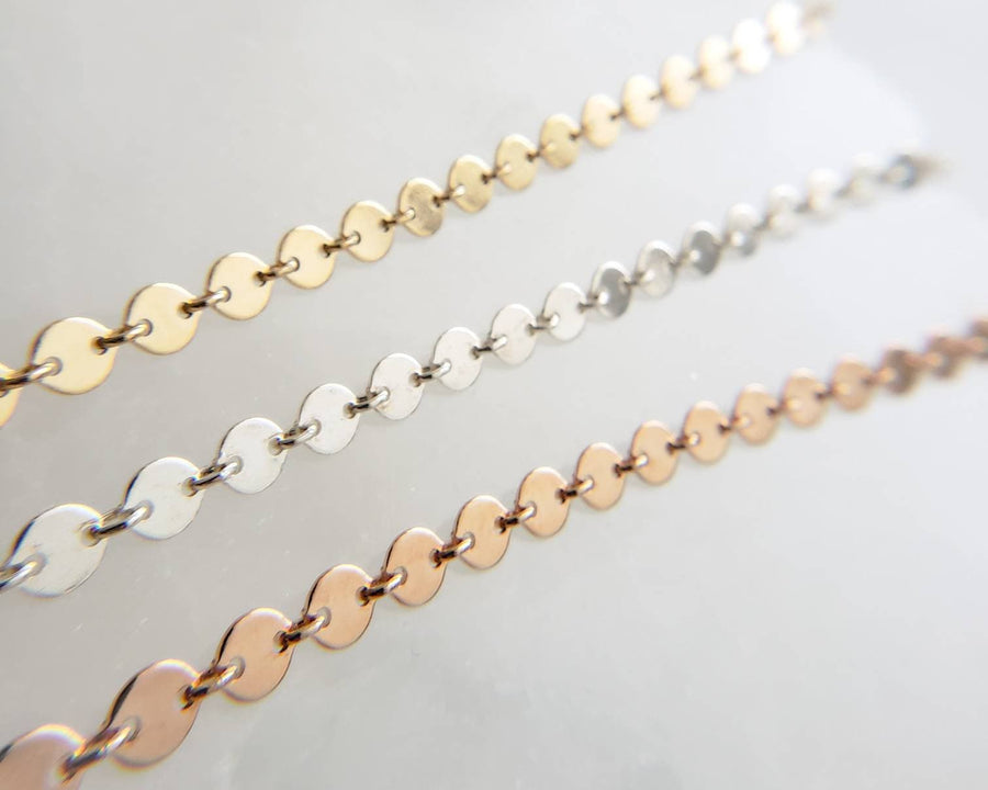 Sequin Chain Bracelet • Gold Coin Bracelet • Layering Chains • Gift For Her • Stacking Bracelet • Rose Gold Circle Chain • Minimalist