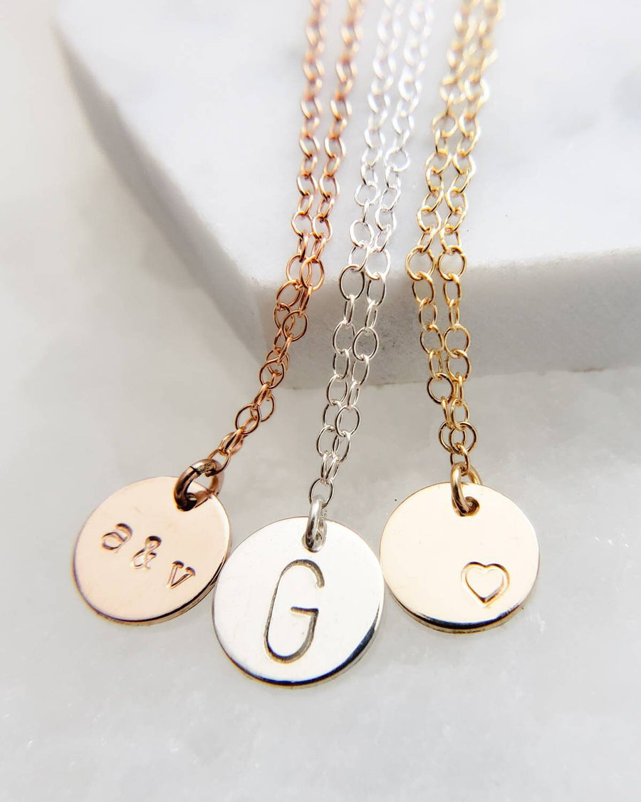 Dainty Initial Necklace • Gift For New Mom • Personalized Monogram • Delicate Gold Disc Necklace • Custom Initials • Bridesmaid Gift • Small