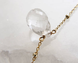 Micro faceted Quartz Crystal Teardrop on a dotted satellite chain by Studio Blue on Etsy