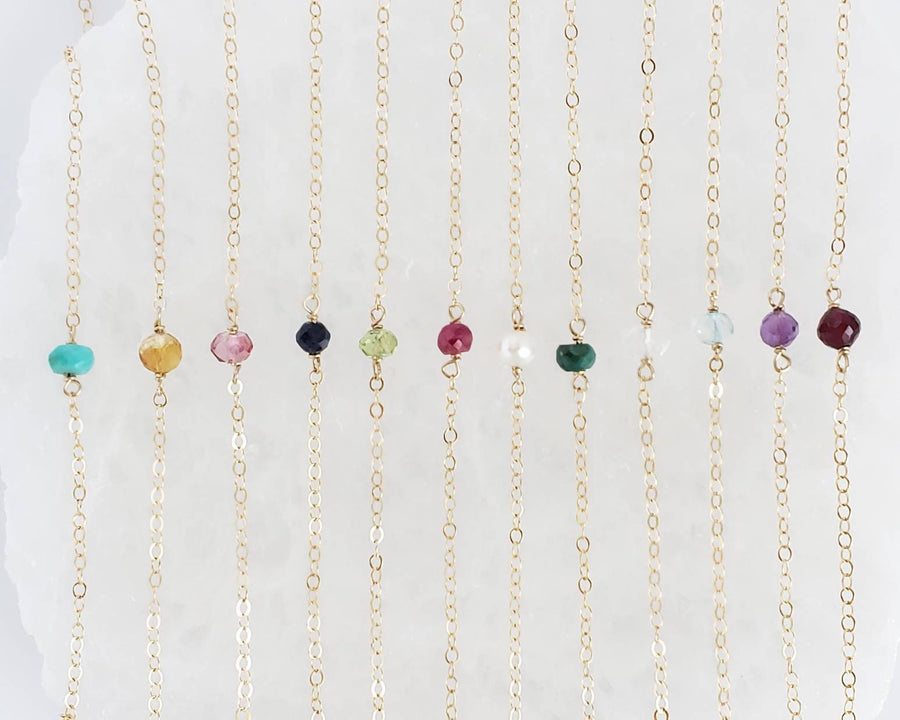 Dainty Birthstone Necklace • Tiny Gemstone • Birthday Gift • Layering Necklace • Personalized Jewelry • Delicate Gold Chain • Gift For Her