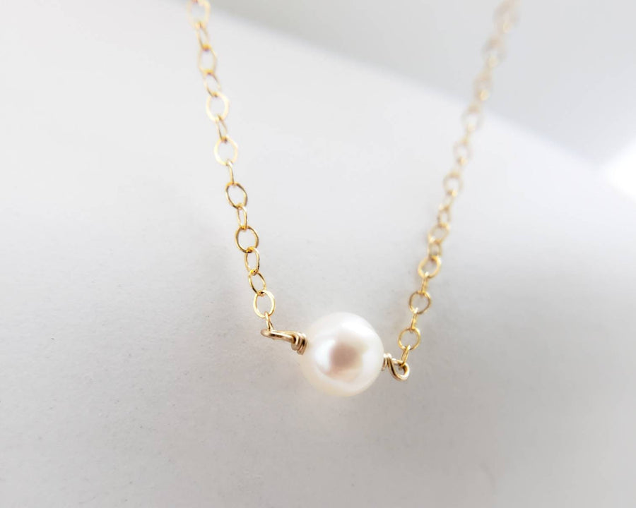 Single Pearl Necklace • Tiny Pearl • Minimalist Jewelry • Delicate Layering Necklace • Bridesmaid Gift • Gift For Her • Freshwater Pearl