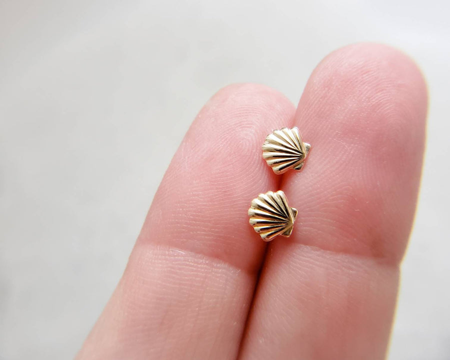 Dainty Seashell Studs • Tiny Gold Earrings • Stud Earrings • Silver Shell Studs • Minimalist • Gold Studs • Post Studs • Beachy