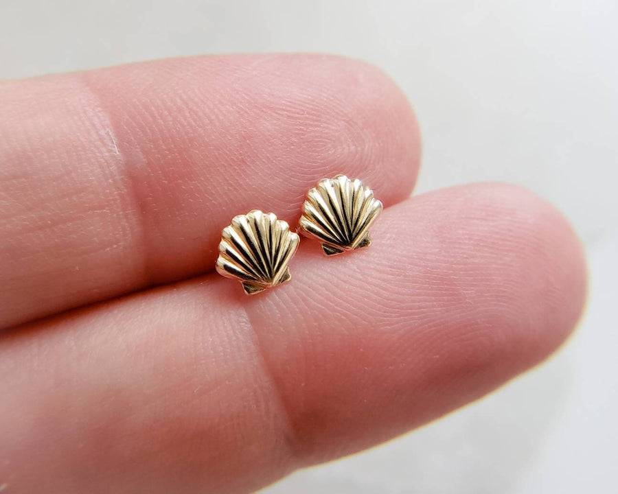 Dainty Seashell Studs • Tiny Gold Earrings • Stud Earrings • Silver Shell Studs • Minimalist • Gold Studs • Post Studs • Beachy