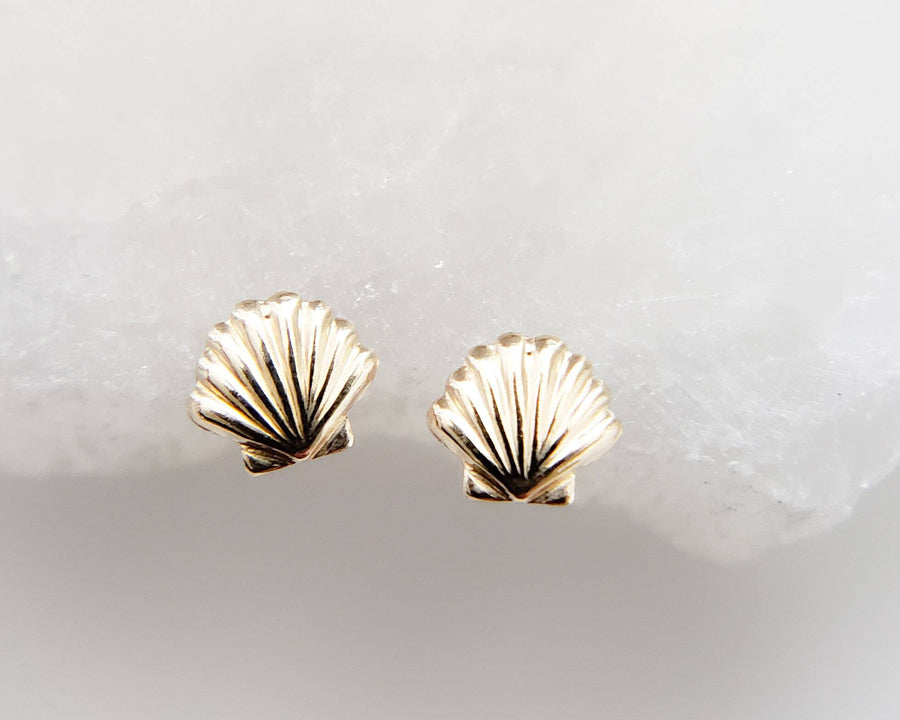 Dainty Seashell Studs • Tiny Gold Earrings • Stud Earrings • Silver Shell Studs • Minimalist • Gold Studs • Post Studs • Beachy