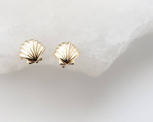 Dainty Seashell Studs • Tiny Gold Earrings • Stud Earrings • Silver Shell Studs • Minimalist • Gold Studs • Post Studs • Beachy