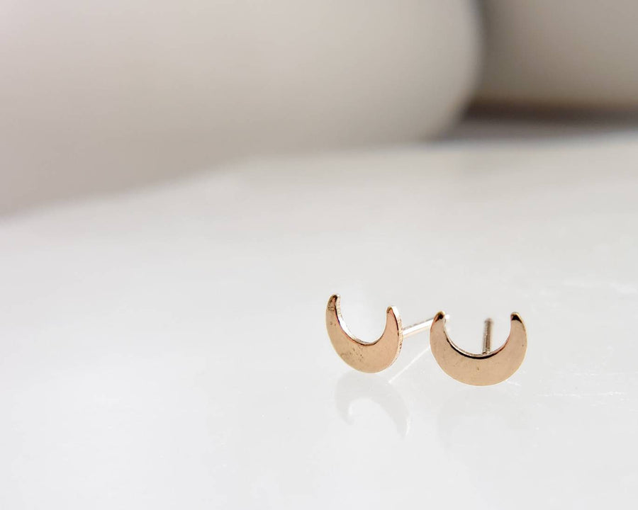 14k Gold Crescent Moon Studs • Tiny Gold Earrings • Stud Earrings • Gold Crescent Moon Earrings • Gold Studs • Gift For Her