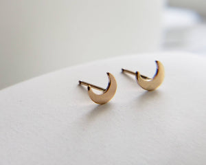 14k Gold Crescent Moon Studs • Tiny Gold Earrings • Stud Earrings • Gold Crescent Moon Earrings • Gold Studs • Gift For Her