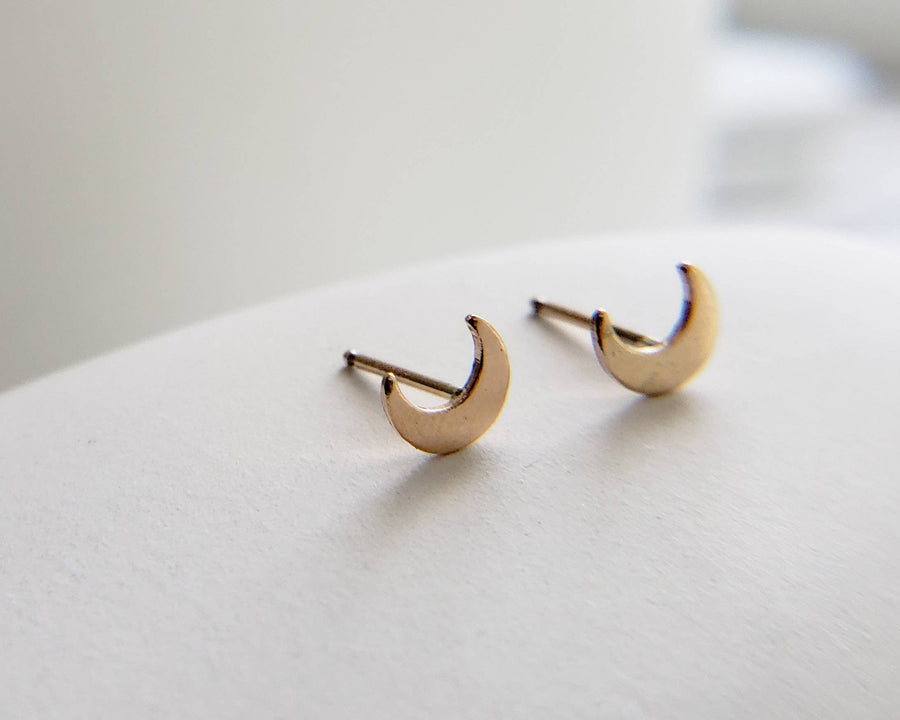 14k Gold Crescent Moon Studs • Tiny Gold Earrings • Stud Earrings • Gold Crescent Moon Earrings • Gold Studs • Gift For Her