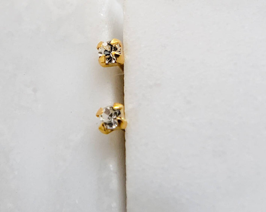 Super Tiny CZ Stud Earrings • Cubic Zirconia Studs • Dainty Silver Earring Studs • Delicate Sparkle Studs • Multiple Piercing Studs