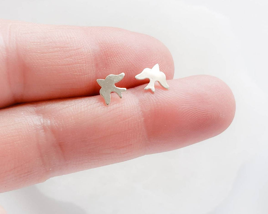 Sweet Little Bird Studs • Tiny Swallow Earrings • Delicate Post Earrings • Tiny Bird Studs • Little Stud Earrings • Gold Bird Studs