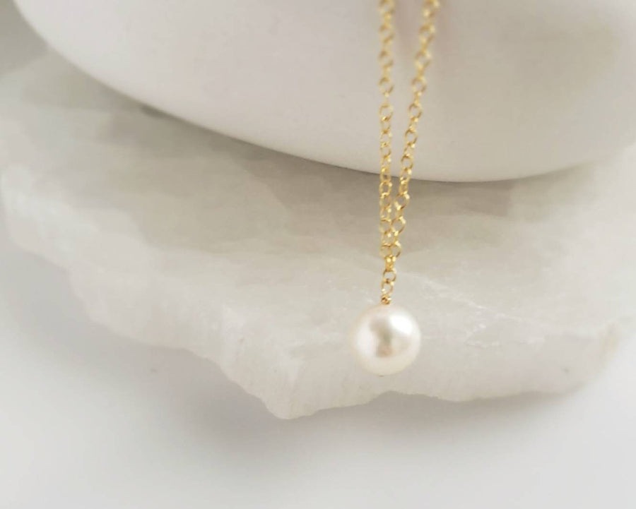 Pearl Drop Necklace • Single Freshwater Pearl • Minimalist Jewelry • Delicate Layering Necklace • Bridesmaid Gift • Gift For Her