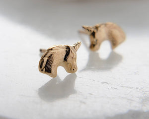 Tiny Unicorn Stud Earrings • Cute Little Unicorns • Gold Unicorn Earrings • Magical Unicorn Studs • Sweet Stud Earrings • Einhorn Studs