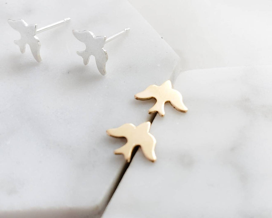 Sweet Little Bird Studs • Tiny Swallow Earrings • Delicate Post Earrings • Tiny Bird Studs • Little Stud Earrings • Gold Bird Studs