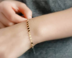 Sequin Chain Bracelet • Gold Coin Bracelet • Layering Chains • Gift For Her • Stacking Bracelet • Rose Gold Circle Chain • Minimalist