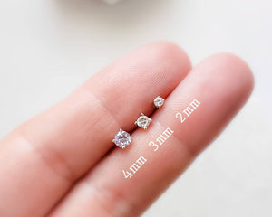 Tiny CZ Stud Earrings • Cubic Zirconia Studs • Dainty Silver Earring Studs • Delicate Sparkle Studs • Multiple Piercing Studs