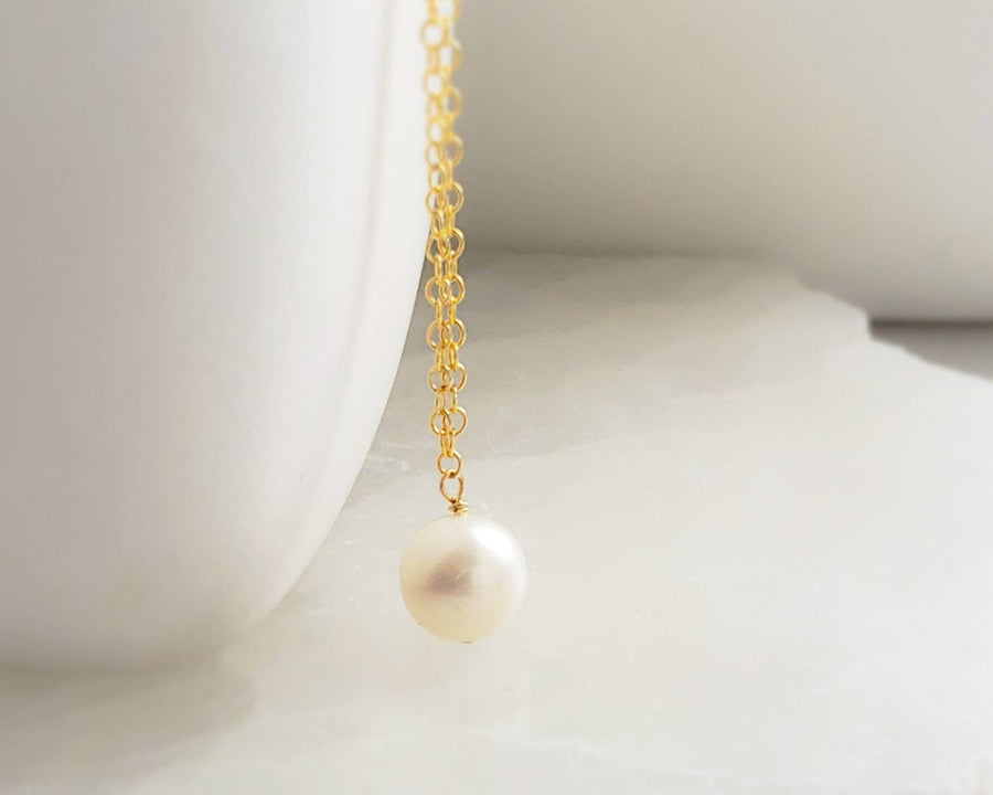 Pearl Drop Necklace • Single Freshwater Pearl • Minimalist Jewelry • Delicate Layering Necklace • Bridesmaid Gift • Gift For Her