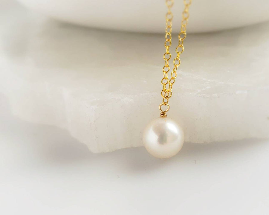 Pearl Drop Necklace • Single Freshwater Pearl • Minimalist Jewelry • Delicate Layering Necklace • Bridesmaid Gift • Gift For Her