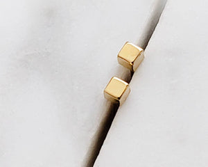 14K Gold Tiny Cube Studs • Little Gold Studs • Delicate Square Stud Earrings • Minimalist Earrings • 14 Karat Gold Studs • Post Earrings