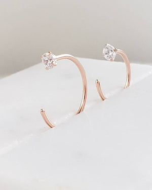 SPARKLE Hug Hoops • Thin CZ Hoops • Open Skinny Hoop • Modern Hoop Earrings • Tiny Hug Hoops • Dainty Earrings • 20g