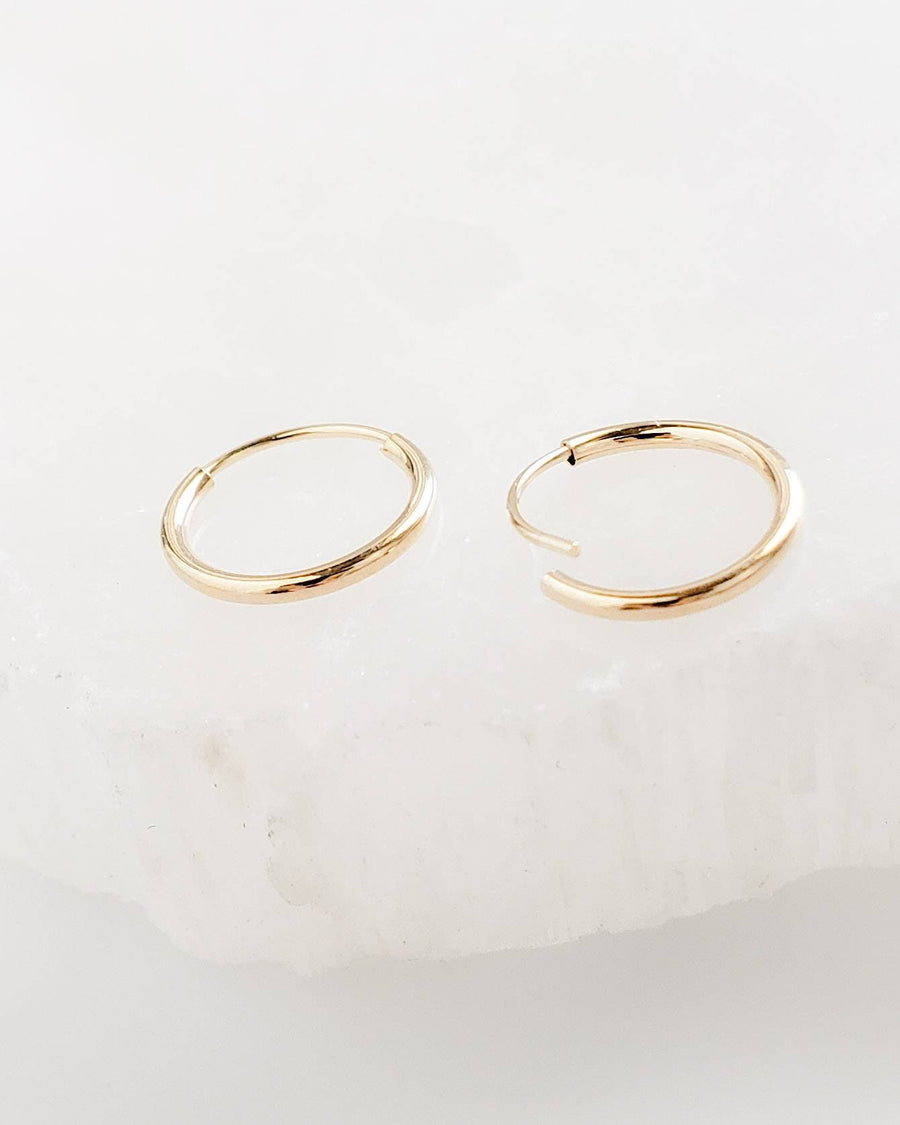 14k Endless Hoop Earrings • Solid Gold Hoops • Thin Lightweight Hoops • Delicate Earrings • Huggie Hoops • Tiny Hoop Earrings