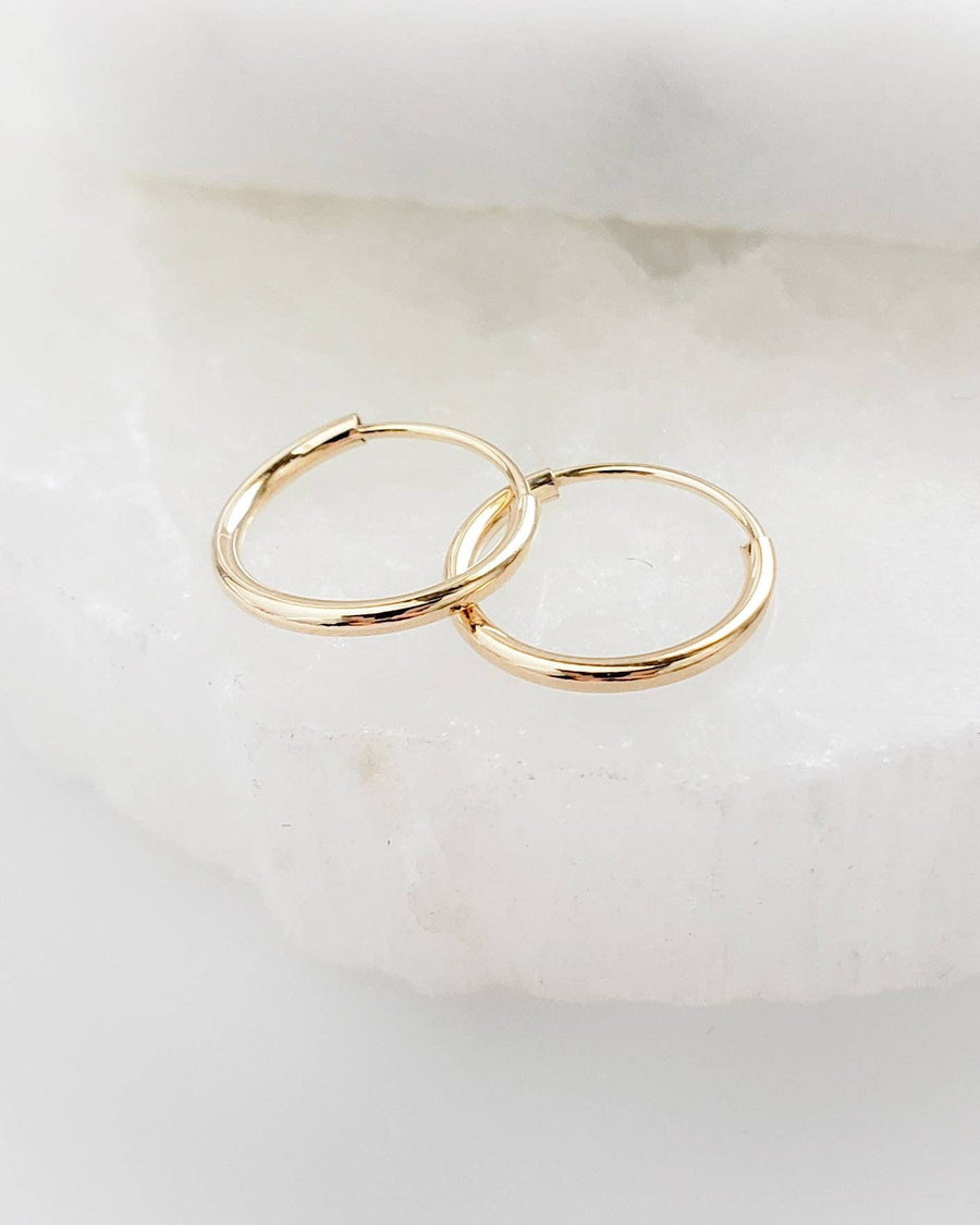 14k Endless Hoop Earrings • Solid Gold Hoops • Thin Lightweight Hoops • Delicate Earrings • Huggie Hoops • Tiny Hoop Earrings