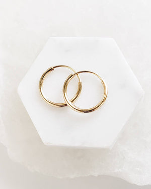 14k Endless Hoop Earrings • Solid Gold Hoops • Thin Lightweight Hoops • Delicate Earrings • Huggie Hoops • Tiny Hoop Earrings