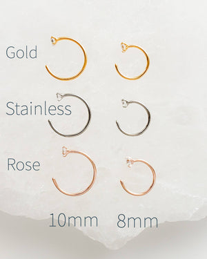 SPARKLE Hug Hoops • Thin CZ Hoops • Open Skinny Hoop • Modern Hoop Earrings • Tiny Hug Hoops • Dainty Earrings • 20g