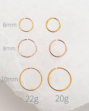 Super Thin Endless Nose Hoop • Tiny Hoop • Sleeper Hoop • Lip Ring • Dainty Earring • Cartilage • Septum • Nose Ring • Eyebrow Ring • 20g