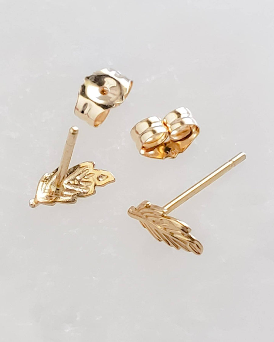 14k Gold Feather Studs • Tiny Geather Earrings • Little Gold Feathers • Delicate Feather Studs • Minimalist Stud Earrings • Dainty Feathers