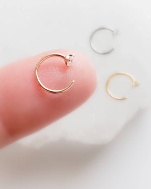 SPARKLE Hug Hoops • Thin CZ Hoops • Open Skinny Hoop • Modern Hoop Earrings • Tiny Hug Hoops • Dainty Earrings • 20g