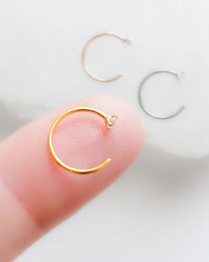 SPARKLE Hug Hoops • Thin CZ Hoops • Open Skinny Hoop • Modern Hoop Earrings • Tiny Hug Hoops • Dainty Earrings • 20g