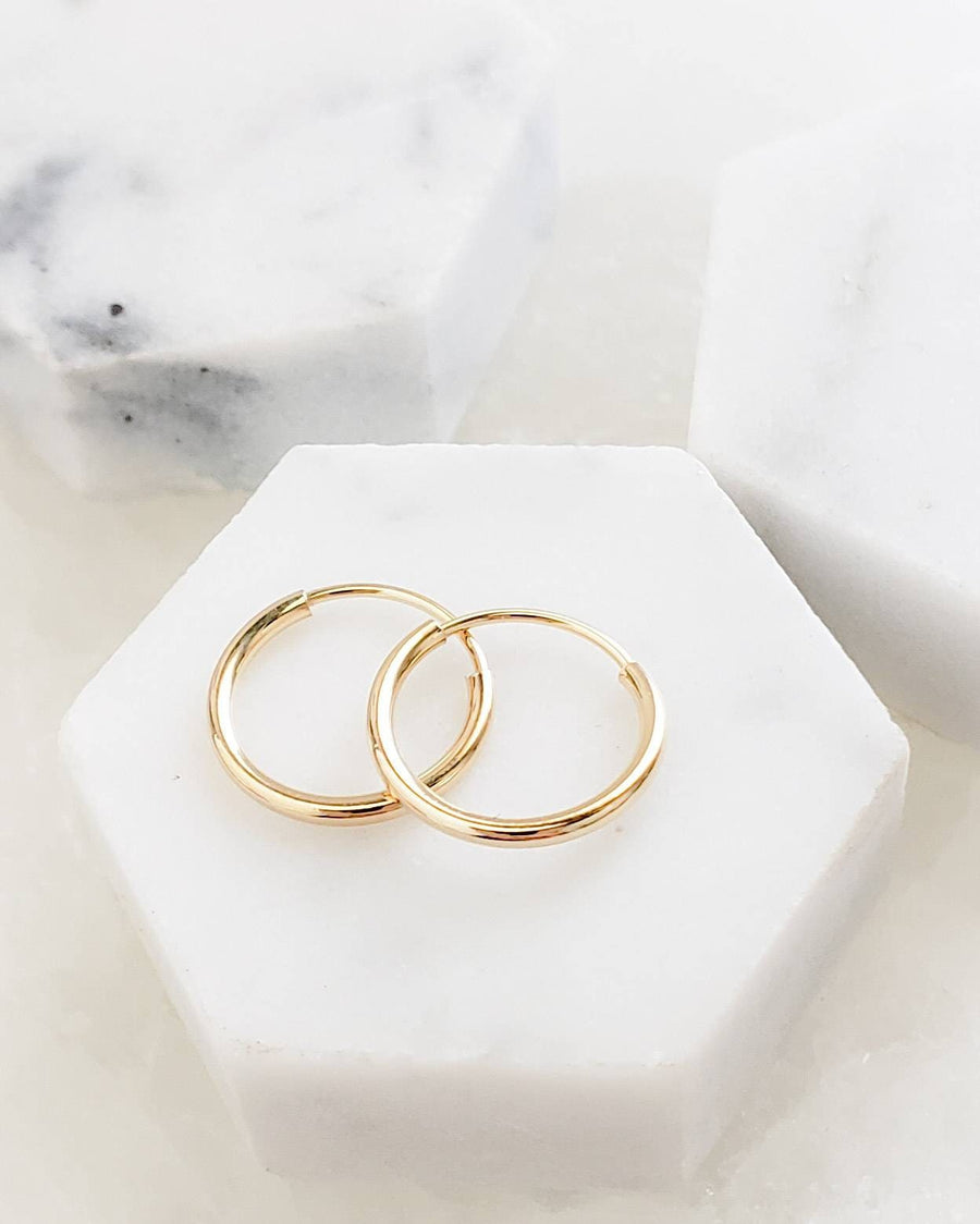 14k Endless Hoop Earrings • Solid Gold Hoops • Thin Lightweight Hoops • Delicate Earrings • Huggie Hoops • Tiny Hoop Earrings