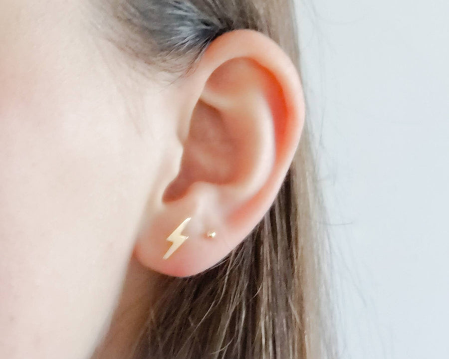 14K Gold Lightning Bolt Studs • Dainty Lightning Bolts • Tiny Gold Studs • Thunderbolt Earrings • Lightning Earrings • Gift For Her