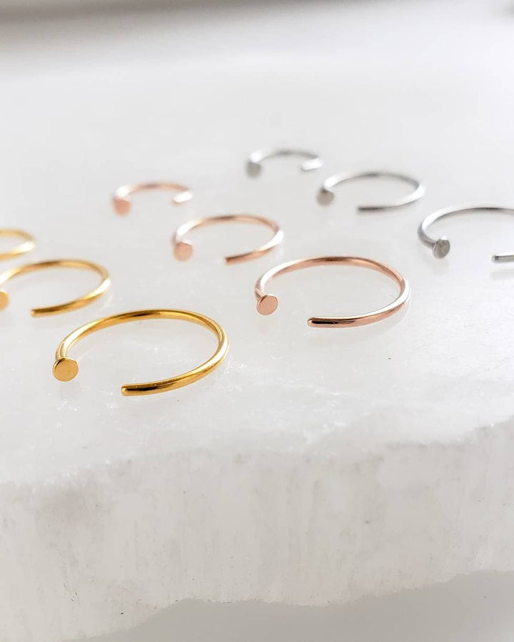 Tiny Dot Hug Hoops • 20 Gauge • Thin Dot Hoops • Open Skinny Hoop • Modern Hoops • Dainty Hug Hoops • Delicate Nose Ring • Surgical Steel