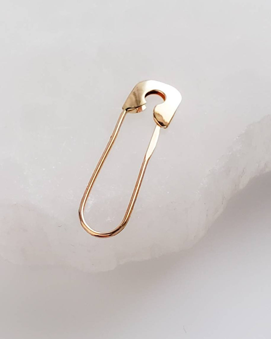 14k Safety Pin Earring • Modern Style • Simple Gold Safety Pin • 14 Karat Gold Safety Pin Ear Wire • Minimalist Earring