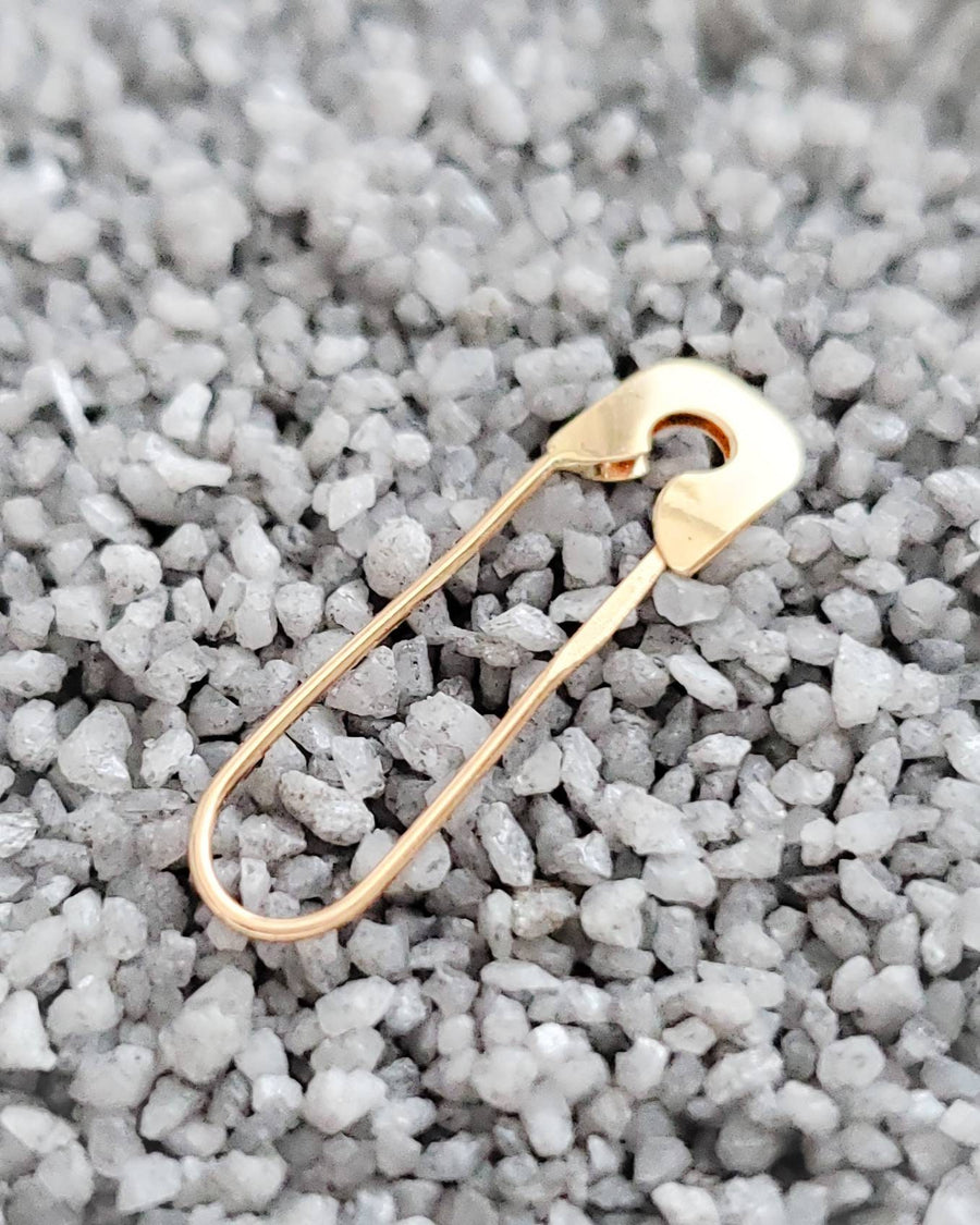 14k Safety Pin Earring • Modern Style • Simple Gold Safety Pin • 14 Karat Gold Safety Pin Ear Wire • Minimalist Earring