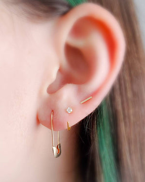 14k Safety Pin Earring • Modern Style • Simple Gold Safety Pin • 14 Karat Gold Safety Pin Ear Wire • Minimalist Earring